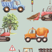 Papier peint intissé BTP Tracteur Lapin gris - Sweet Dreams - Ugépa - N06909