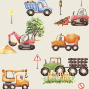 Papier peint intissé BTP Tracteur Lapin beige - Sweet Dreams - Ugépa - N06907