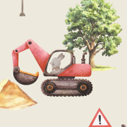 Papier peint intissé BTP Tracteur Lapin beige - Sweet Dreams - Ugépa - N06907