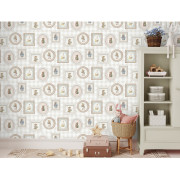 Papier peint intissé Cadres Animaux Vichy beige - Sweet Dreams - Ugépa - N06707