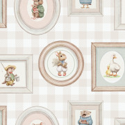 Papier peint intissé Cadres Animaux Vichy beige - Sweet Dreams - Ugépa - N06707