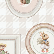 Papier peint intissé Cadres Animaux Vichy beige - Sweet Dreams - Ugépa - N06707