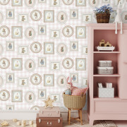 Papier peint intissé Cadres Animaux Vichy rose - Sweet Dreams - Ugépa - N06703