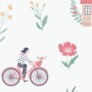Papier peint intissé Maisons et Bicyclettes vert pâle - Sweet Dreams - Ugépa - N06504