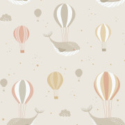 Papier peint intissé Baleine et Montgolfière beige bleu rose - Sweet Dreams - Ugépa - N06207