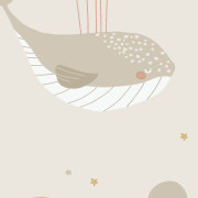 Papier peint intissé Baleine et Montgolfière beige bleu rose - Sweet Dreams - Ugépa - N06207