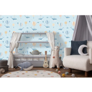 Papier peint intissé Baleine et Montgolfière bleu - Sweet Dreams - Ugépa - N06201