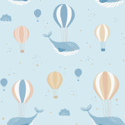 Papier peint intissé Baleine et Montgolfière bleu - Sweet Dreams - Ugépa - N06201