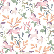 Papier peint intissé Licornes vert rose ocre - Sweet Dreams - Ugépa - M96210