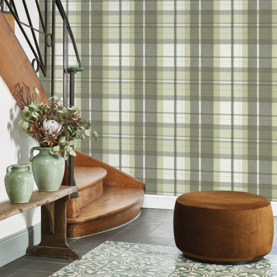 Papier peint intissé Tartan...