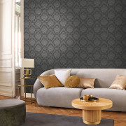 Papier peint intissé Panache noir fusain - Elixir - Casadeco - EXIR202019907