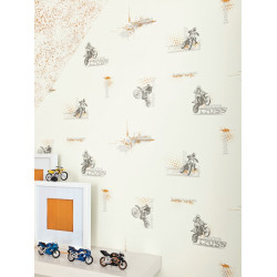 Papier peint Motocross orange - ONLY BOYS - Caselio - OLB64813002