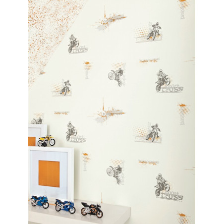Papier peint Motocross orange - ONLY BOYS - Caselio - OLB64813002