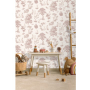 Papier peint intissé Toile de Jouy Lapin rouge foncé - Sweet Dreams - Ugépa - N07108