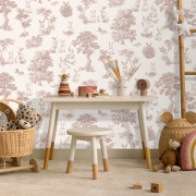 Papier peint intissé Toile de Jouy Lapin rouge foncé - Sweet Dreams - Ugépa - N07108