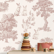Papier peint intissé Toile de Jouy Lapin rouge foncé - Sweet Dreams - Ugépa - N07108
