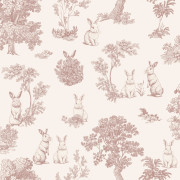 Papier peint intissé Toile de Jouy Lapin rouge foncé - Sweet Dreams - Ugépa - N07108