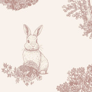 Papier peint intissé Toile de Jouy Lapin rouge foncé - Sweet Dreams - Ugépa - N07108