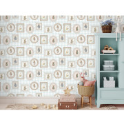 Papier peint intissé Cadres Animaux Vichy bleu vert - Sweet Dreams - Ugépa - N06704
