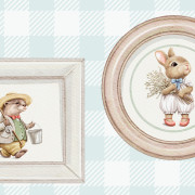 Papier peint intissé Cadres Animaux Vichy bleu vert - Sweet Dreams - Ugépa - N06704