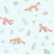 Papier peint intissé Renards vert bleu - Sweet Dreams - Ugépa - N06404