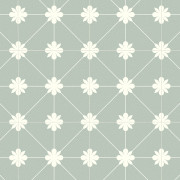 Sol PVC - Madeline 524 Carreaux de ciment fleur vert d'eau - Alegria - IVC - rouleau 2M