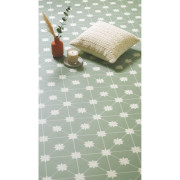 Sol PVC - Madeline 524 Carreaux de ciment fleur vert d'eau - Alegria - IVC - rouleau 2M