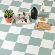 Sol PVC - York 526 damier diagonale vert céladon - Primo - Essential - IVC - rouleau 2M