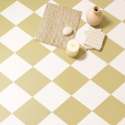 Sol PVC - York 554 damier diagonale jaune moutarde doux - Bingo - Essential - IVC - rouleau 2M