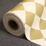 Sol PVC - York 554 damier diagonale jaune moutarde doux - Bingo - Essential - IVC - rouleau 2M