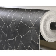 Sol PVC - Néro 579 - Dalle opus incertum gris anthracite et blanc - Bingo - Essential - IVC - rouleau 3M