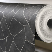 Sol PVC - Néro 579 - Dalle opus incertum gris anthracite et blanc - Bingo - Essential - IVC - rouleau 3M
