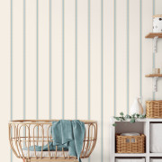 Papier peint intissé Bobbin Stripe bleu beige - Imagine - Lutèce - DL27578
