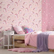 Papier peint intissé Rainbow Unicorn rose - Imagine - Lutèce - DL27565