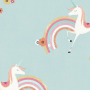 Papier peint intissé Rainbow Unicorn bleu - Imagine - Lutèce - DL27564