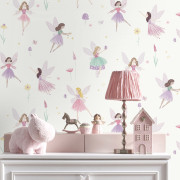 Papier peint intissé Fairy Friends rose et parme - Imagine - Lutèce - DL27563