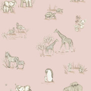 Papier peint intissé Safari Babies beige rose - Imagine - Lutèce - DL27552