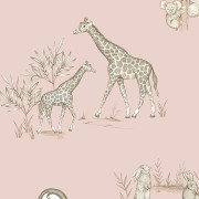 Papier peint intissé Safari Babies beige rose - Imagine - Lutèce - DL27552