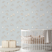 Papier peint intissé Safari Babies beige bleu - Imagine - Lutèce - DL27551