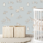 Papier peint intissé Safari Babies beige bleu - Imagine - Lutèce - DL27551