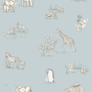 Papier peint intissé Safari Babies beige bleu - Imagine - Lutèce - DL27551