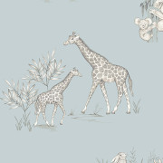 Papier peint intissé Safari Babies beige bleu - Imagine - Lutèce - DL27551