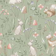 Papier peint intissé Forest Animals rose vert - Imagine - Lutèce - DL27547