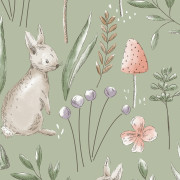 Papier peint intissé Forest Animals rose vert - Imagine - Lutèce - DL27547