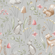 Papier peint intissé Forest Animals gris vert - Imagine - Lutèce - DL27546