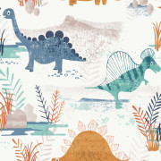 Papier peint intissé Prehistoric Dino bleu ocre - Imagine - Lutèce - DL27545