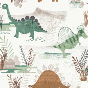 Papier peint intissé Prehistoric Dino marron vert - Imagine - Lutèce - DL27544
