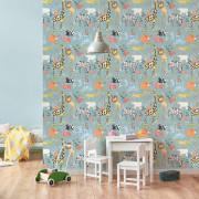 Papier peint intissé Animal Safari bleu - Imagine - Lutèce - DL27541