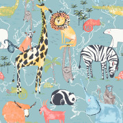 Papier peint intissé Animal Safari bleu - Imagine - Lutèce - DL27541