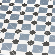 Sol PVC - Estrella T76 Carreaux de ciment bleu pastel - Atento IVC - rouleau 2M